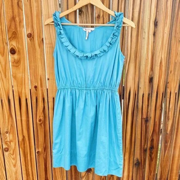 BCBGeneration Ruffle Shift Mini Dress Teal Medium - Picture 1 of 6